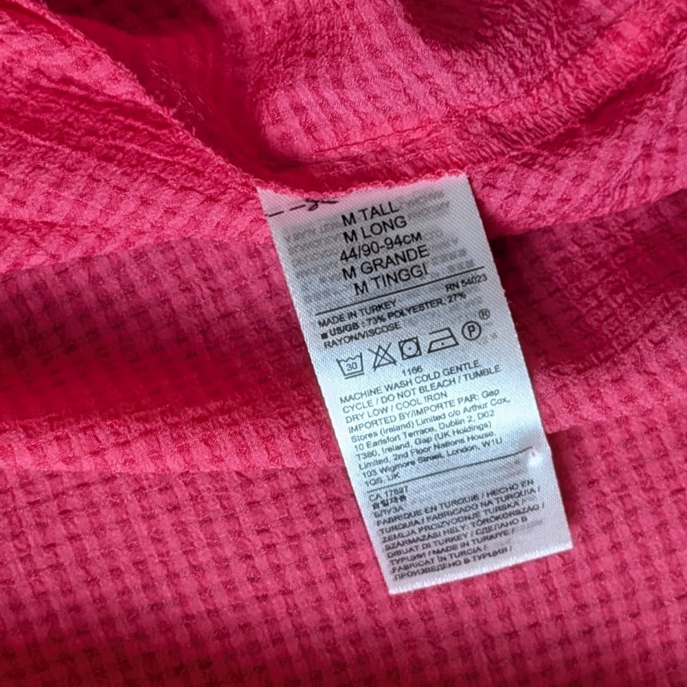 Banana Republic‎ Seersucker Tiered Pink Babydoll Tank Top Women's Medium Tall - Picture 6 of 8